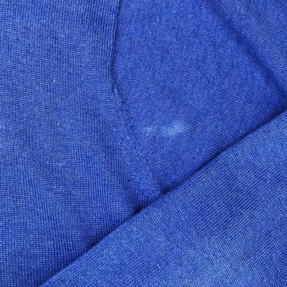 Peter Millar Sweater Mens L Blue Silk Cotton Cashmere Knit V Neck Pullover *Flaw